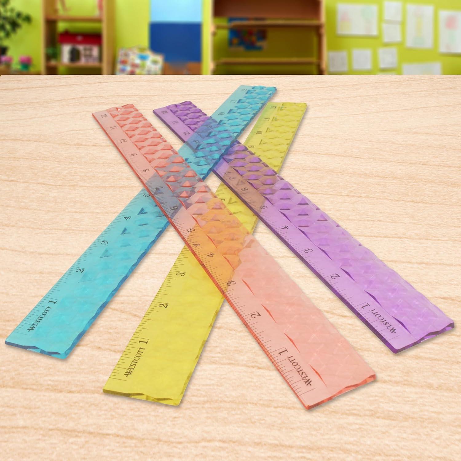 imageWestcott 12in GEM CrystalDesign Ruler 12pk for School Craft Home DIY Classroom  Assorted Colors