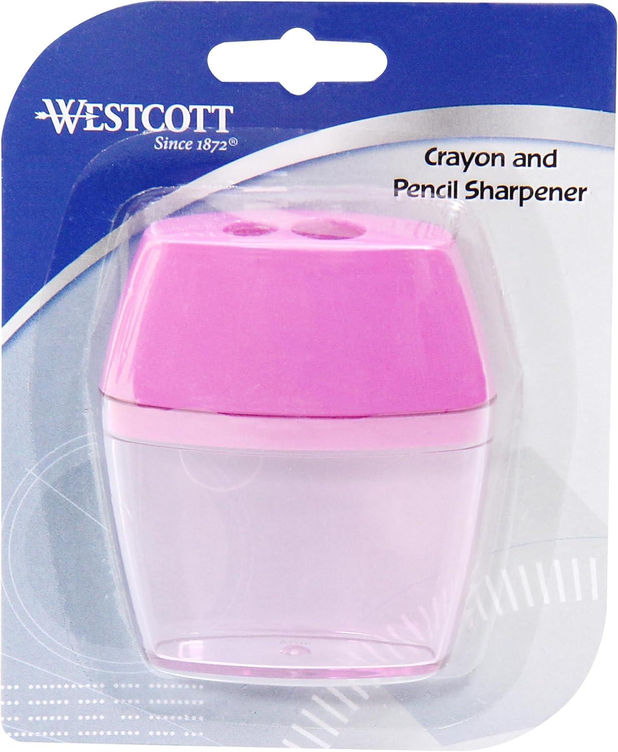 imageWestcott 15234 2Hole Manual Crayon and Pencil Sharpener for School Assorted ColorsSingle