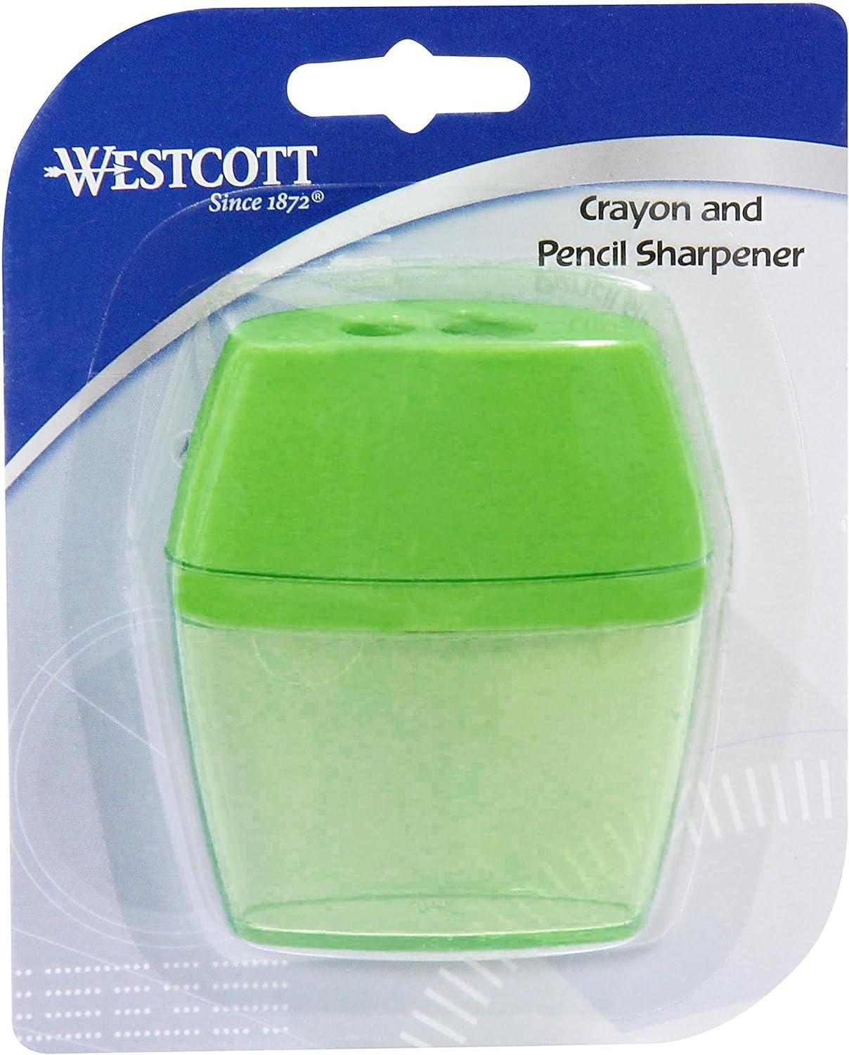 imageWestcott 15234 2Hole Manual Crayon and Pencil Sharpener for School Assorted ColorsSingle