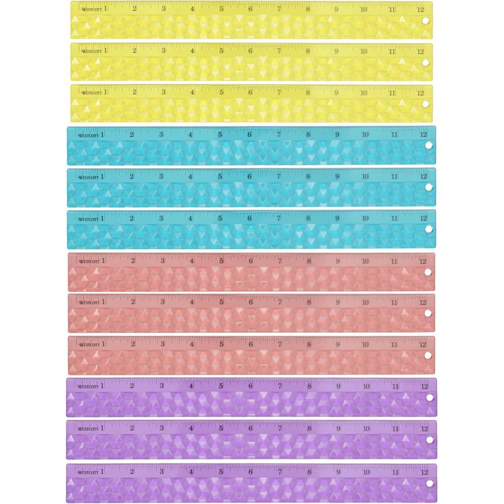 imageWestcott 12in GEM CrystalDesign Ruler 12pk for School Craft Home DIY Classroom  Assorted Colors