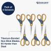 imageWestcott 14881 5Inch NonStick Titanium Scissors For Office and Home YellowGray8inch 6Pack