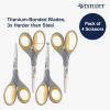 imageWestcott 8Inch Titanium Bonded Scissors Soft Handle Straight Heavy Duty Scissors GrayYellow 4Pack4Pack