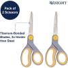 imageWestcott 8Inch TitaniumBonded Scissors with Adjustable Glide Feature for Office and Home  GrayYellow 2Pack2Pack
