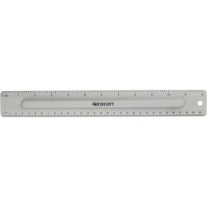imageWestcott 00402 Smoke Gray Plastic Ruler with Finger Grip 12 Inch12 Pencil Storage