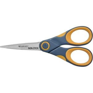 imageWestcott 14881 5Inch NonStick Titanium Scissors For Office and Home YellowGray5inch 1Pack