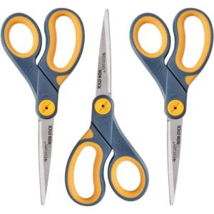 imageWestcott 14881 5Inch NonStick Titanium Scissors For Office and Home YellowGray8inch 3Pack