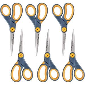 imageWestcott 14881 5Inch NonStick Titanium Scissors For Office and Home YellowGray8inch 6Pack
