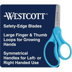 imageWestcott 15967 Right and LeftHanded Scissors Classic Kids Scissors Back to School Classroom Supplies Ages 48 5Inch Blunt Tip Neon PinkNeon Blue
