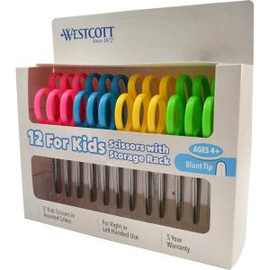 imageWestcott 16454 Right and LeftHanded Scissors Kids Scissors Back to School Classroom Supplies Ages 48 5Inch Blunt Tip Assorted 6 Pack12Pack BluntTip Scissors