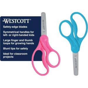 imageWestcott 16454 Right and LeftHanded Scissors Kids Scissors Back to School Classroom Supplies Ages 48 5Inch Blunt Tip Assorted 6 Pack2Pack BluntTip Scissors