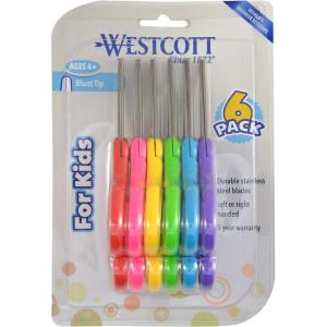 imageWestcott 16454 Right and LeftHanded Scissors Kids Scissors Back to School Classroom Supplies Ages 48 5Inch Blunt Tip Assorted 6 Pack6Pack BluntTip Scissors