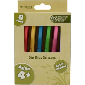imageWestcott 16454 Right and LeftHanded Scissors Kids Scissors Back to School Classroom Supplies Ages 48 5Inch Blunt Tip Assorted 6 Pack6Pack KleenEarth