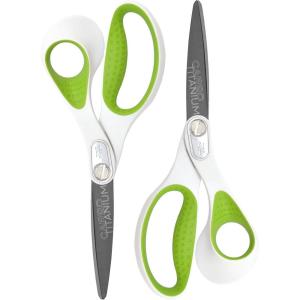 imageWestcott 16926 8Inch HeavyDuty CarboTitanium Scissors For Office and Home GreenWhite 2 Pack