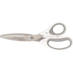 imageWestcott 16935 8Inch HeavyDuty Lefty CarboTitanium Scissors For Office and Home Straight 16935White