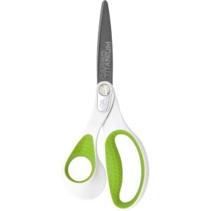 imageWestcott 16935 8Inch HeavyDuty Lefty CarboTitanium Scissors For Office and Home Straight 16935WhiteGreen