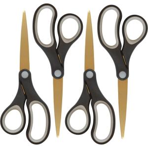 imageWestcott 55848 8Inch TitaniumBonded Scissors For Office and Home BlackGold 4 Pack4Pack