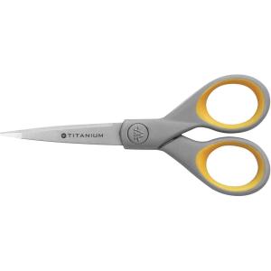 imageWestcott 8quot Bent Craft Scissors with TitaniumBonded Blades for HeavyDuty Use YellowGraySingle 5 inch