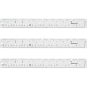 imageWestcott Acrylic Clear Rulers Set EasytoRead Markings ScratchResistant Design Raised Beveled Edges for Crafting Office Classroom Back to School School Supplies 12Inch 3 Pack