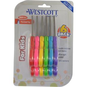 imageWestcott Right ampamp LeftHanded Pointed Scissors for Kids Ages 6 Durable Stainless Steel Blades Back to School Supplies Classroom Scissors Includes Storage Rack 5Inch 12 Pack Assorted Colors6Pack