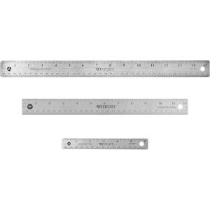 imageWestcott Stainless Steel Ruler Set with Flexible Design NonSlip Cork Base for Crafting Office Classroom Back to School Supplies Includes 6 12 ampamp 15inch Rulers 3 Pack