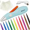 imageWestcott Magic Pen Airbrush Set for Adults and Children with 12 Felt Markers ampamp 10 Stencils for Painting ampamp Crafting Battery Charged with USB Cable Mint Color