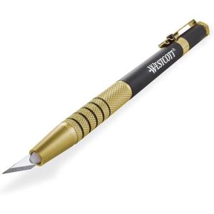 imageWestcott 17314 PenStyle Retractable CarboTitanium Bonded Hobby Knife Gold