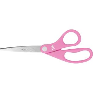 imageWestcott 8quot All Purpose Value Stainless Steel Straight Scissors RedPink Ribbon  1Pack