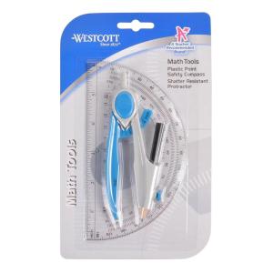 imageWestcott Compass and Protractor Math and Geometry Set Essential School Supplies Plastic Compass for Circles Up to 13Inches Back to School Classroom School Supplies 6Inch Protractor Assorted Colors1 Count Pack of 1