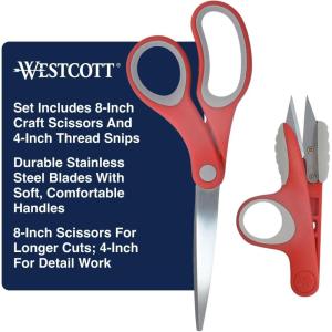 imageWestcott Premium Tailor 95quot Scissors RedBlack8inch