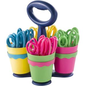 imageWestcott School Scissor Caddy and 5Inch Blunt Safety Scissors for Kids Back to School Classroom Supplies Assorted 24 Pack 14756Blunt