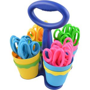 imageWestcott School Scissor Caddy and 5Inch Pointed Safety Scissors for Kids Back to School Classroom Supplies Assorted 24 Pack 14755
