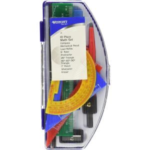 imageWestcott Ten Piece Math Tool Kit Assorted Colors