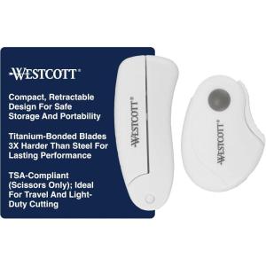 imageWestcott Travel Safe TitaniumBonded Mini Folding Scissors for Fabric and Paper TSA Compliant and Portable for Crafting Sewing Supplies ampamp MoreScissors and Rotary