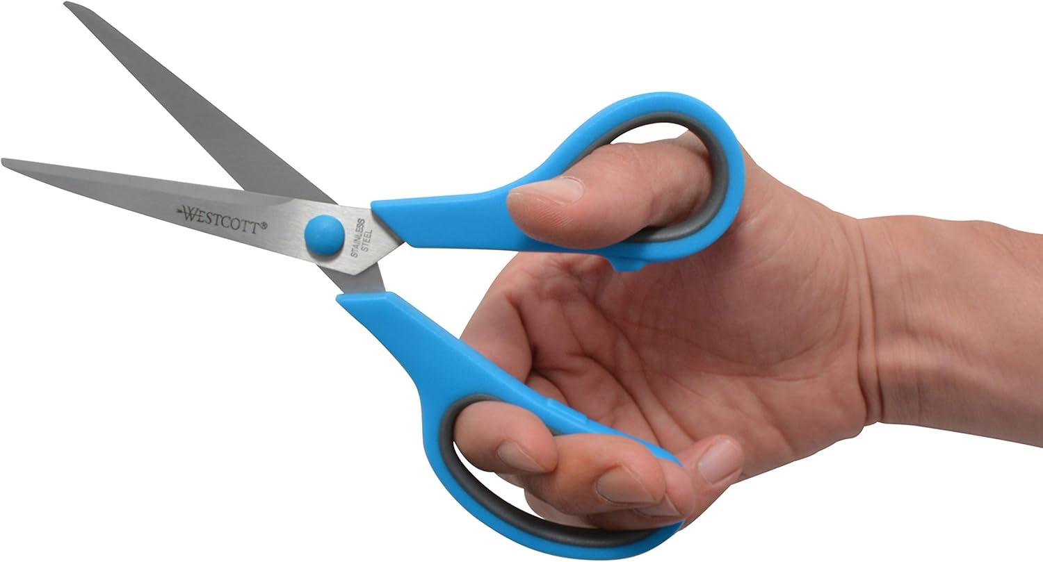 imageWestcott 8quot Straight Stainless Steel Soft Handle Scissors Assorted Colors Pack of 158 Pack of 15
