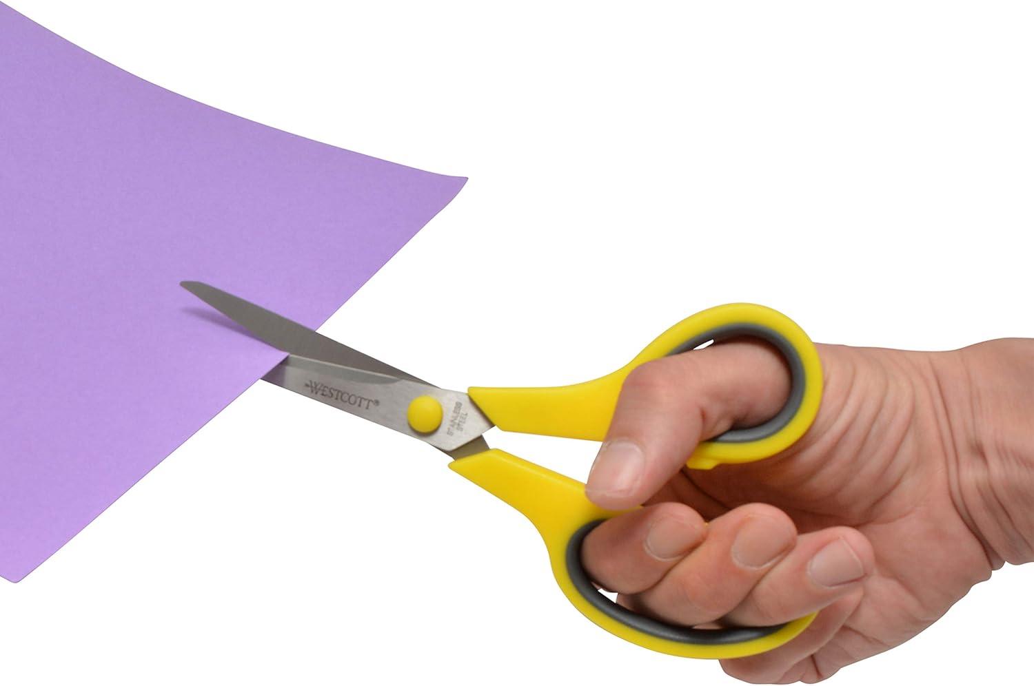 imageWestcott 8quot Straight Stainless Steel Soft Handle Scissors Assorted Colors Pack of 158 Pack of 15