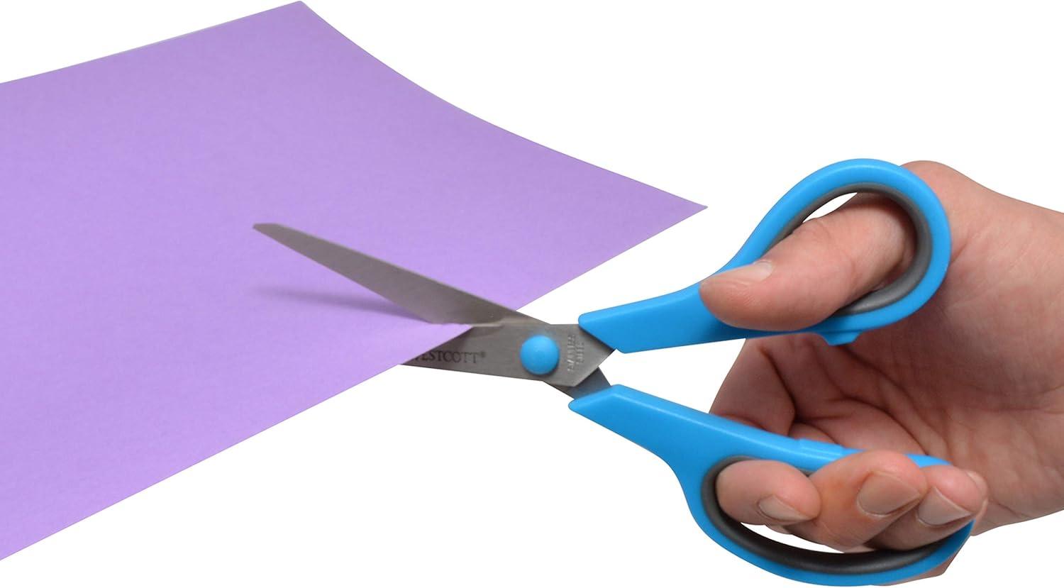 imageWestcott 8quot Straight Stainless Steel Soft Handle Scissors Assorted Colors Pack of 158 Pack of 15