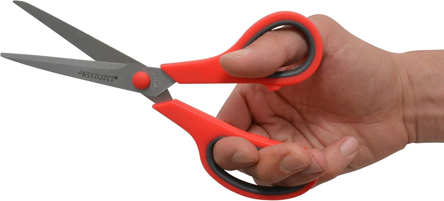 imageWestcott 8quot Straight Stainless Steel Soft Handle Scissors Assorted Colors Pack of 158 Pack of 15