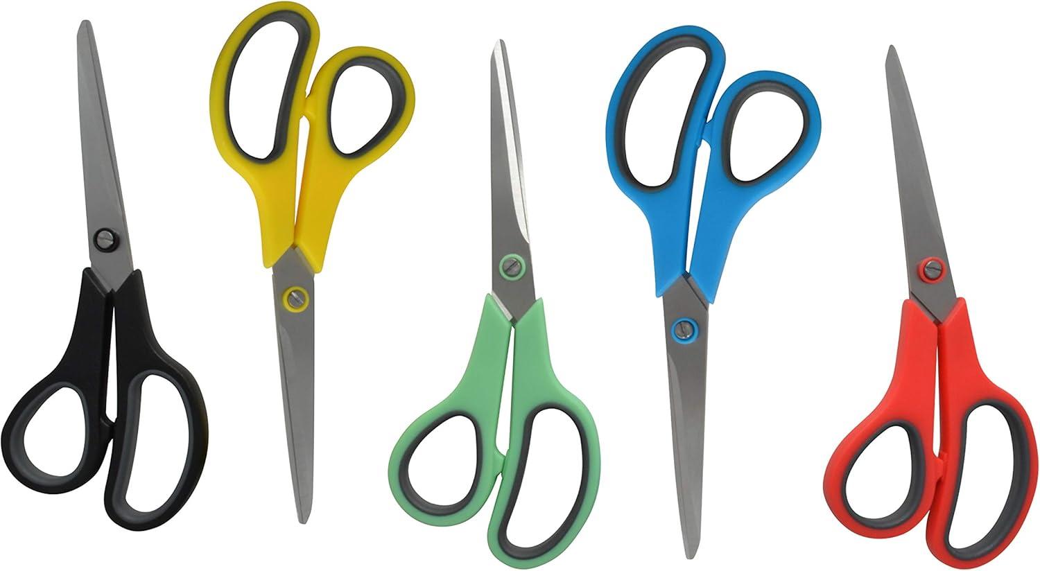 imageWestcott 8quot Straight Stainless Steel Soft Handle Scissors Assorted Colors Pack of 158 Pack of 15