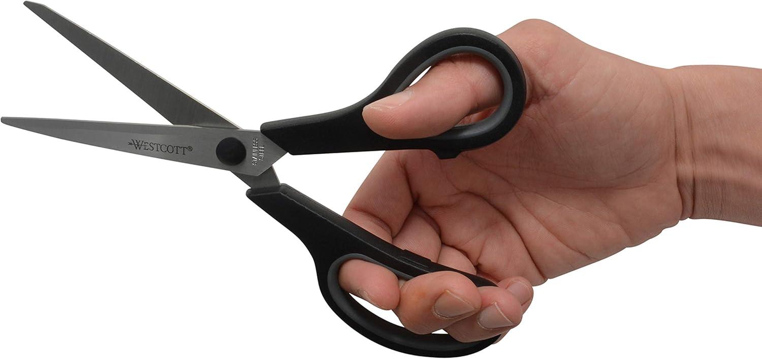 imageWestcott 8quot Straight Stainless Steel Soft Handle Scissors Assorted Colors Pack of 158 Pack of 15