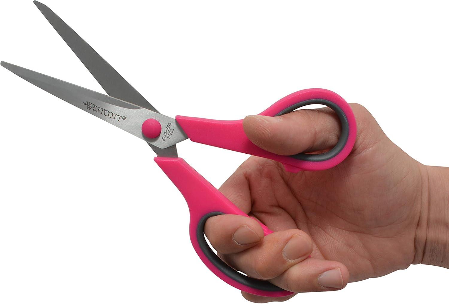 imageWestcott 8quot Straight Stainless Steel Soft Handle Scissors Assorted Colors Pack of 158 Pack of 3