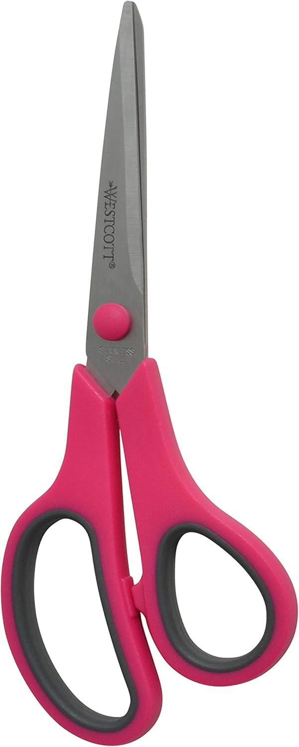 imageWestcott 8quot Straight Stainless Steel Soft Handle Scissors Assorted Colors Pack of 158 Pack of 3