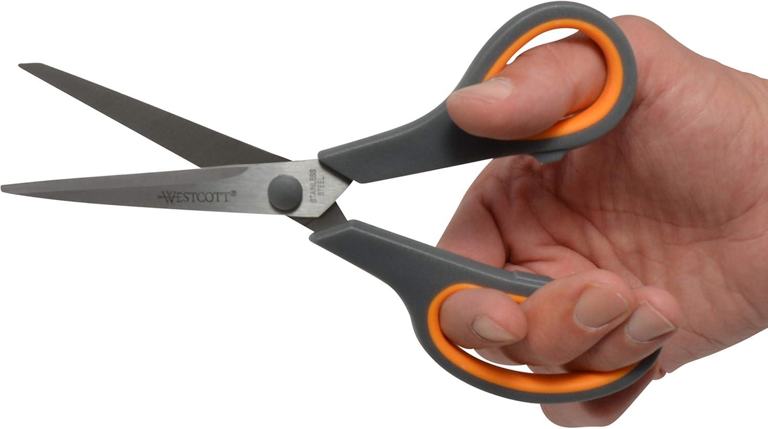 imageWestcott 8quot Straight Stainless Steel Soft Handle Scissors Assorted Colors Pack of 158 Pack of 3