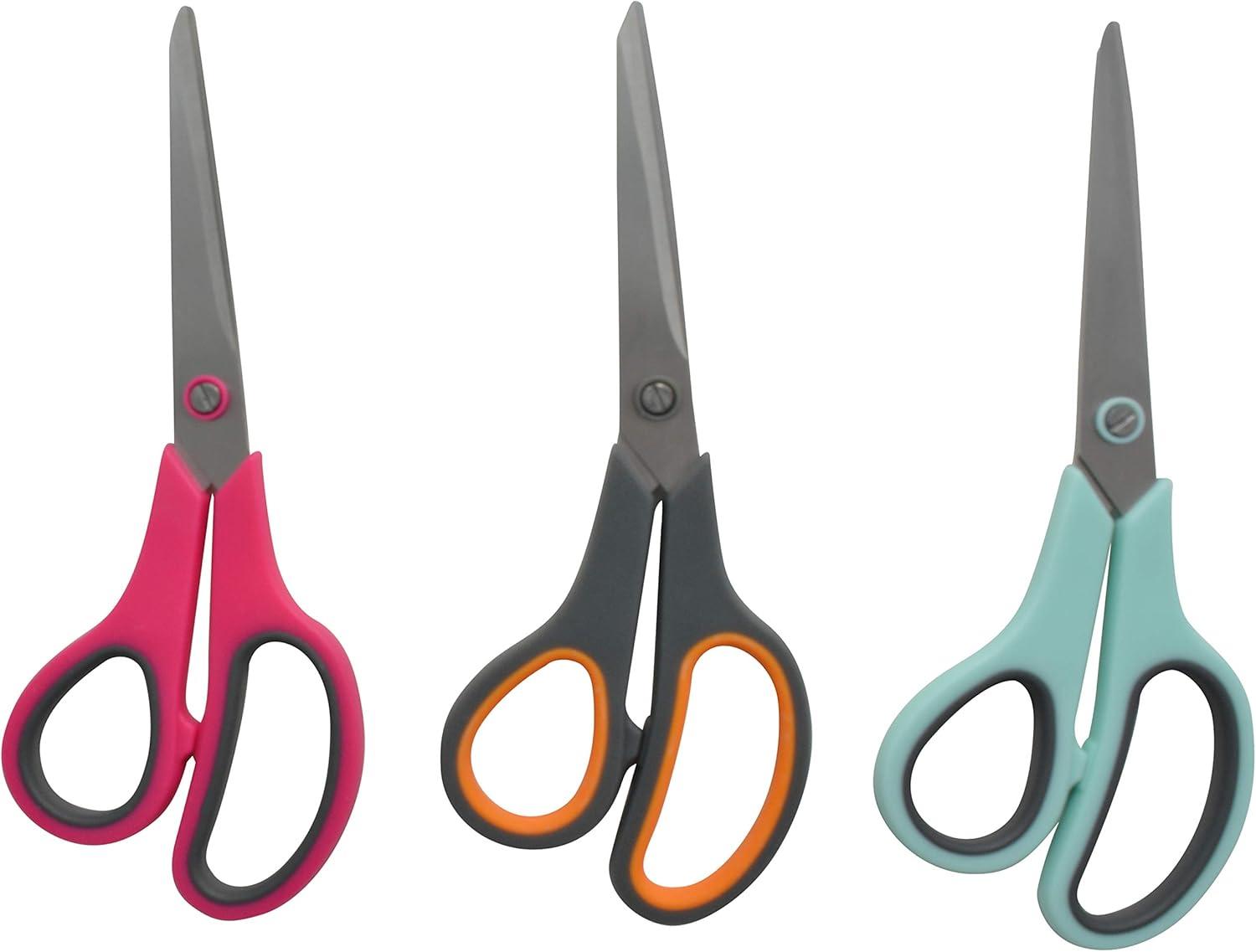 imageWestcott 8quot Straight Stainless Steel Soft Handle Scissors Assorted Colors Pack of 158 Pack of 3