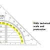 imageWestcott Set Square 22 cm with Detachable Handle Transparent Plastic Set Square with Yellow Scale Technical Scale ampamp Protractor for School University or Office E10134 0014 cm 1 Stck