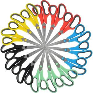 imageWestcott 8quot Straight Stainless Steel Soft Handle Scissors Assorted Colors Pack of 158 Pack of 15