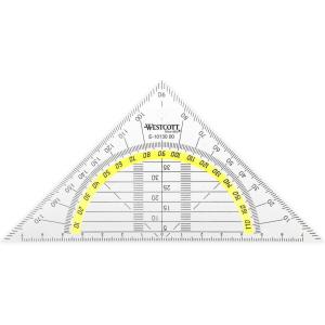 imageWestcott Set Square 22 cm with Detachable Handle Transparent Plastic Set Square with Yellow Scale Technical Scale ampamp Protractor for School University or Office E10134 0014 cm 1 Stck