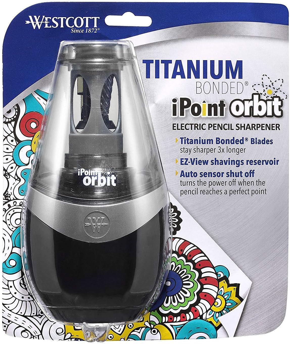 imageWestcott 17793 iPoint Stratus Electric Pencil Sharpener with TitaniumBonded Blades and PopTop Canister for School Office and Home Assorted ColorsOrbit