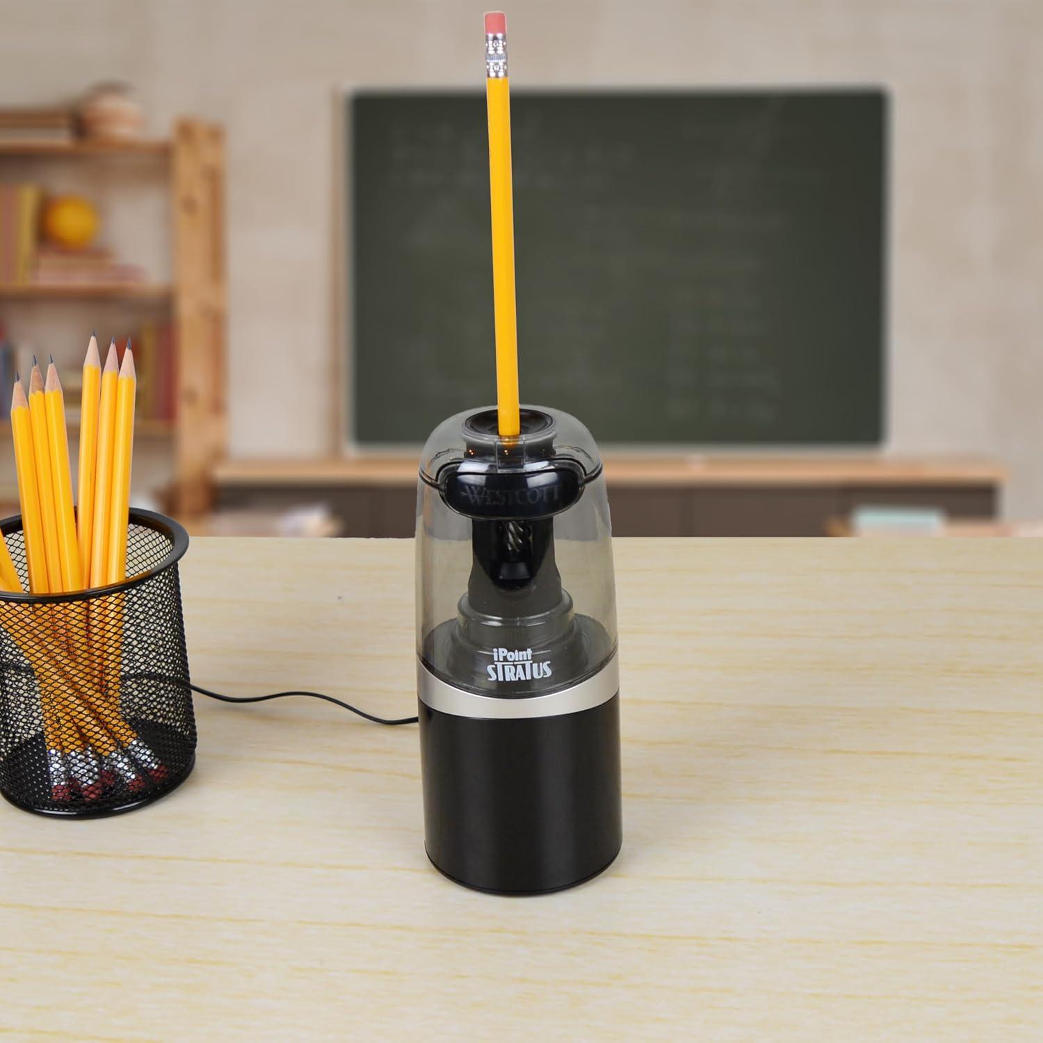 imageWestcott 17793 iPoint Stratus Electric Pencil Sharpener with TitaniumBonded Blades and PopTop Canister for School Office and Home Assorted ColorsStratus
