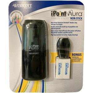 imageWestcott Titanium Nonstick Electric Pencil Sharpener Includes Bonus Manual Sharpener ampamp 2 Erasers  Black