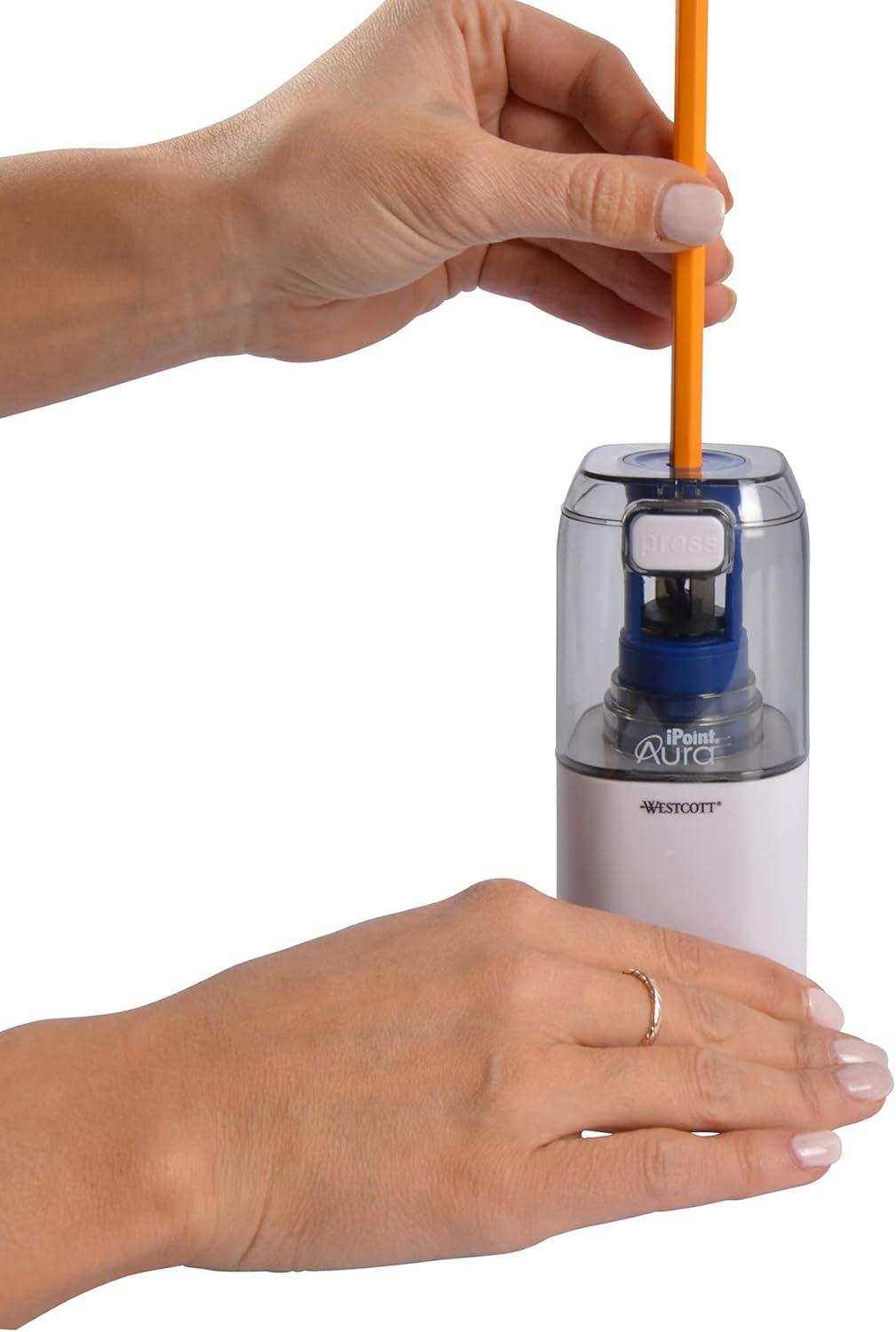 imageWestcott 17794 iPoint Stratus Battery Pencil Sharpener with TitaniumBonded Blades and PopTop Canister for School Office and Home Assorted ColorsAura